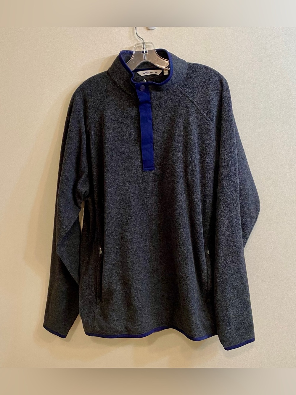 Peter Millar Crown Sport Cloudglow Fleece Half-Zip Pullover‎ Sweater Gray Blue L